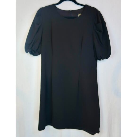 Sage Collective Crew Neck Short Puff Sleeve Mini Dress Black Women's Size 14 - Picture 1 of 5